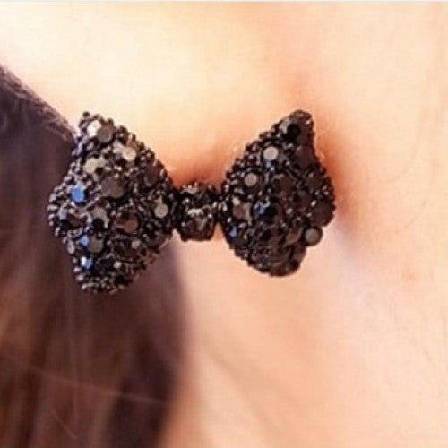 Jewelry Accessories for women girls B0035 Hot 2015 New Year Gift Fashion Vintage Stud Earrings Black Bow Tie Earrings