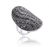 Black Rhinestone Ring For Women - Antique Silver Plated Retro